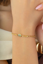 14K Soft Green Stone-Set Gold Bracelet