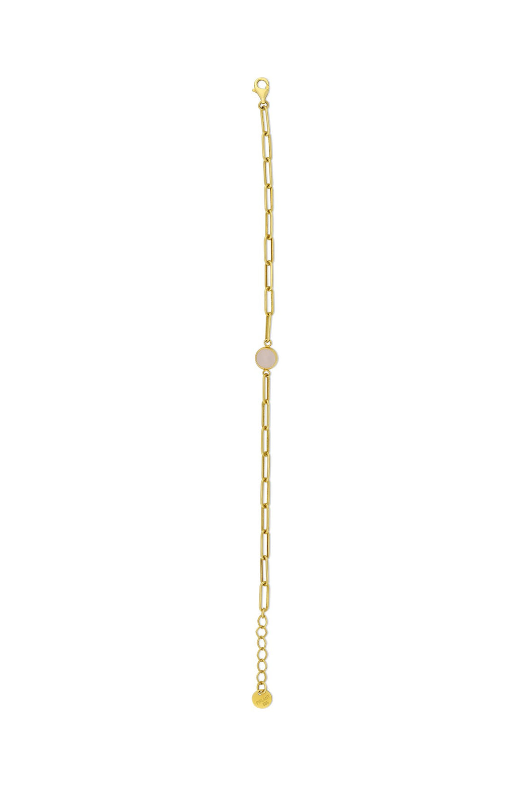 14K Soft Pink Stone-Set Paperclip Gold Bracelet
