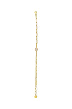 14K Soft Pink Stone-Set Paperclip Gold Bracelet