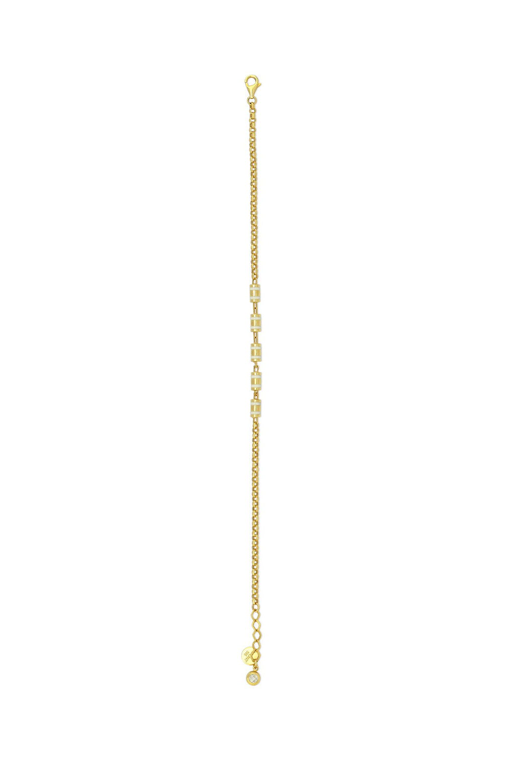 14K White Striped Gold Bracelet