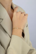 14K White Black Reversible Floral Gold Bracelet