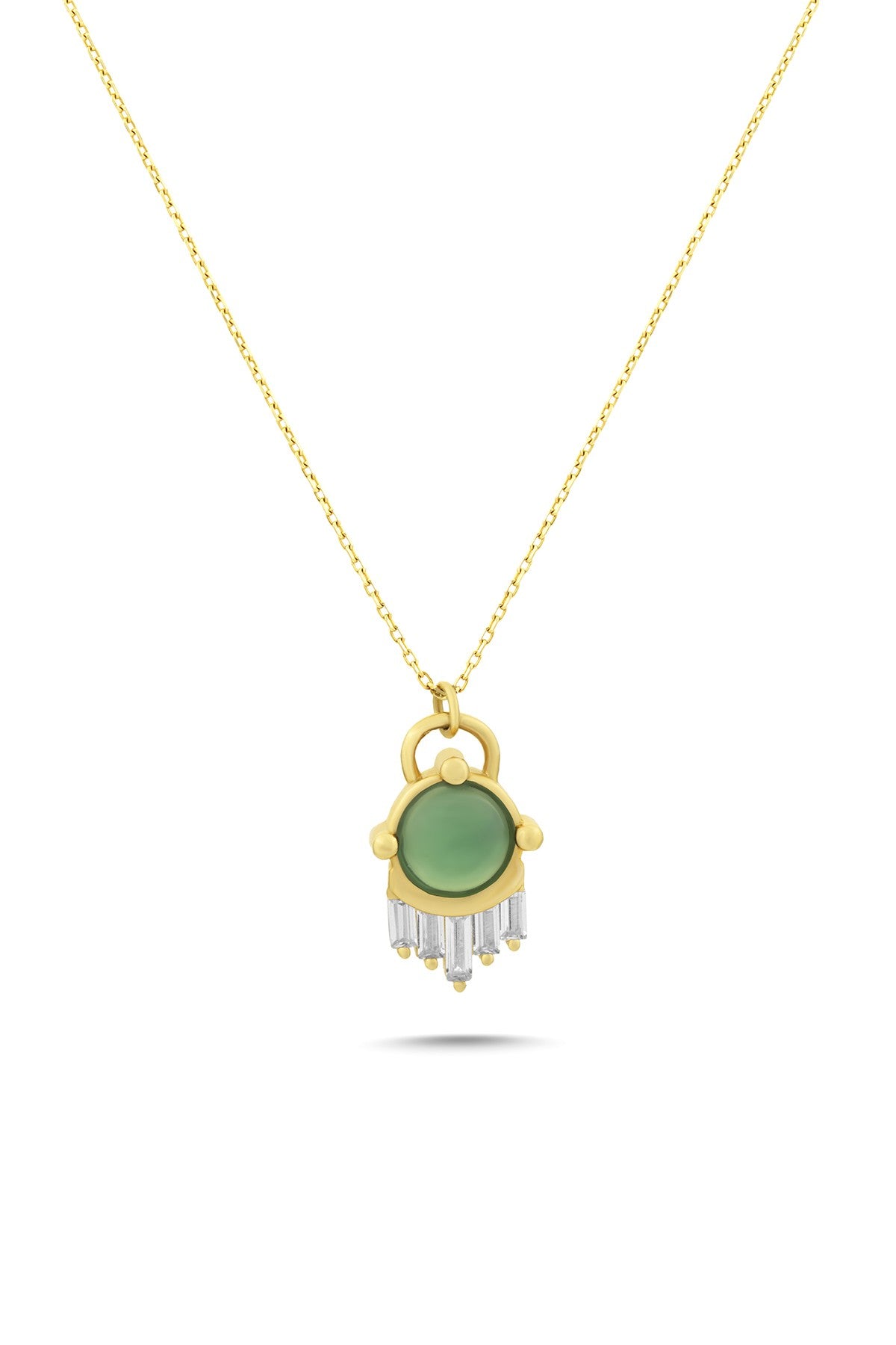 14K Green Stone-Set Gold Necklace