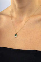14K Green Stone-Set Gold Necklace