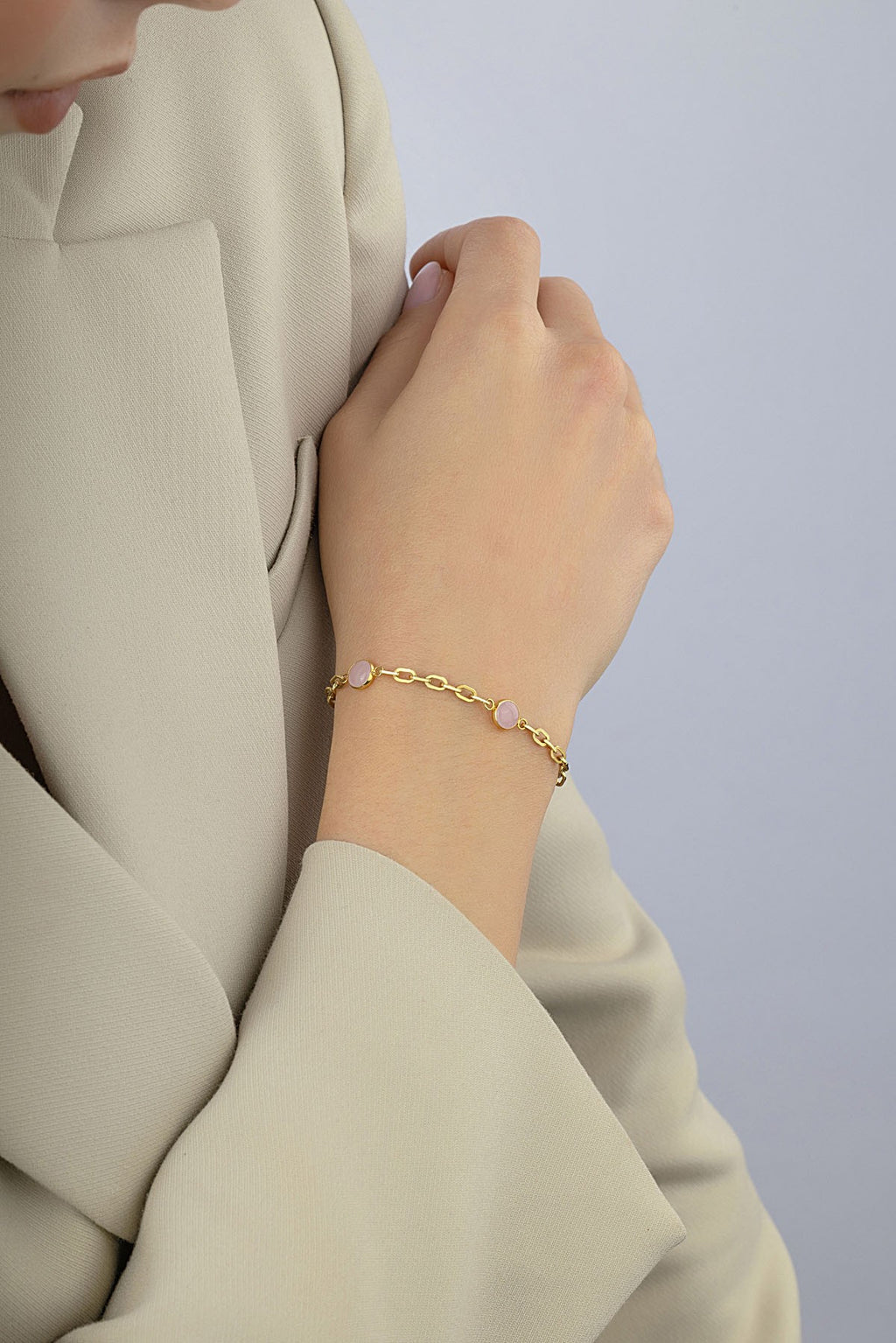 14K Soft Pink Chain Gold Bracelet