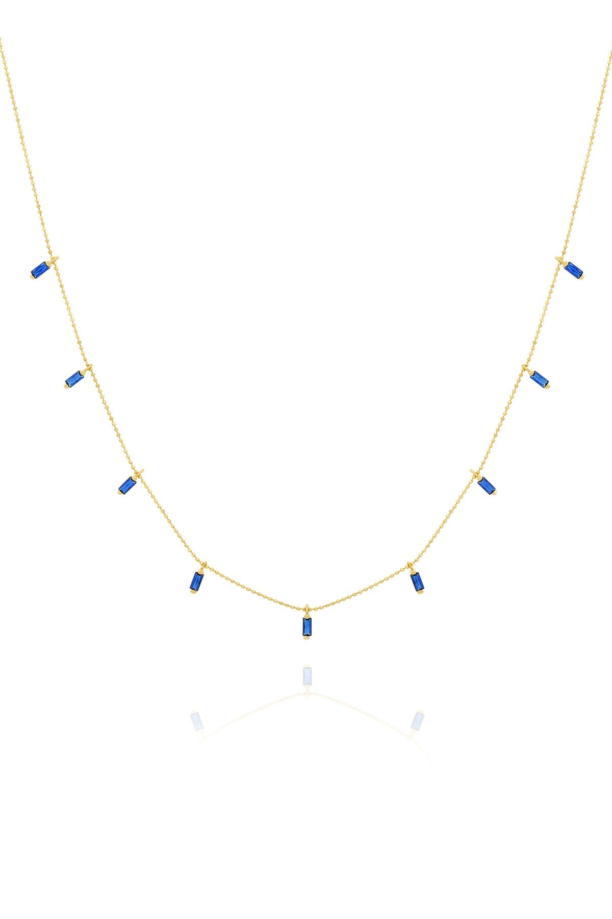 14K Blue Stone-Set Gold Necklace