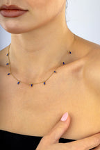 14K Blue Stone-Set Gold Necklace