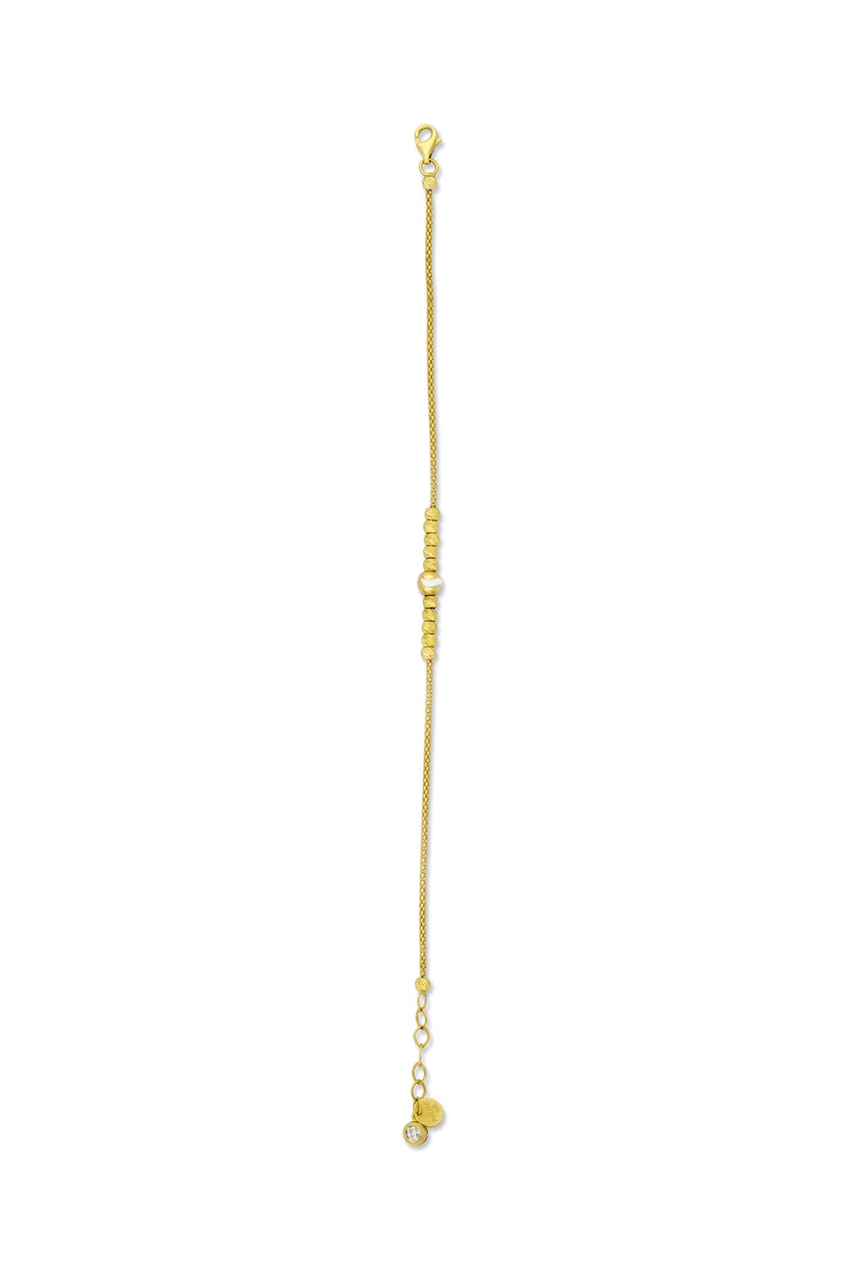 14K White Stripe Bead Gold Bracelet