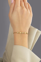 14K Gold Stone-Set Modern Rectangular Square Gold Bracelet