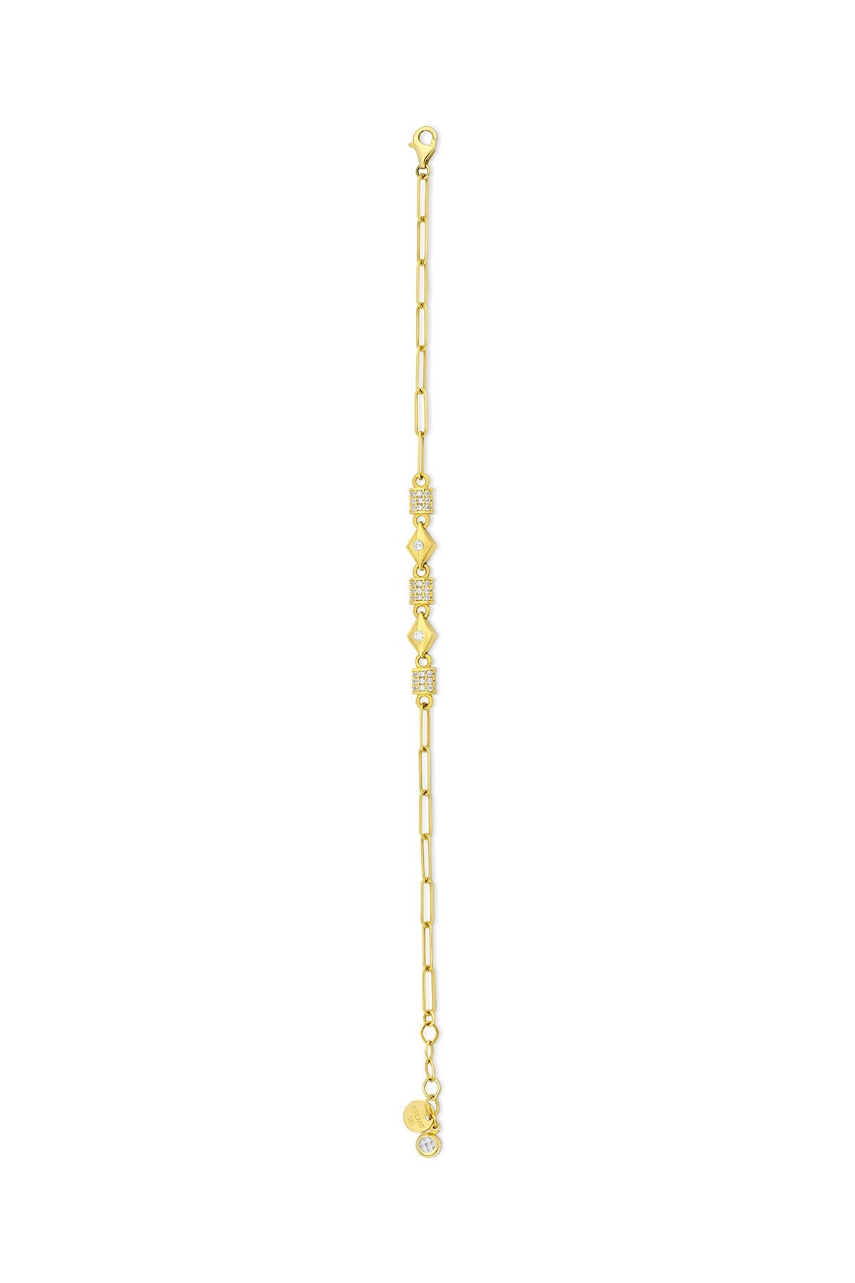 14K Gold Stone-Set Modern Rectangular Square Gold Bracelet