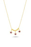 14K 3 Star Purple Stone-Set Gold Necklace