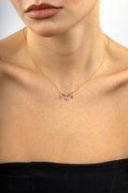 14K 3 Star Purple Stone-Set Gold Necklace