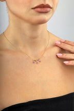 14K 3 Star Purple Stone-Set Gold Necklace