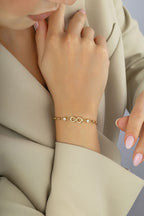 14K Round Stone-Set Infinity Gold Bracelet