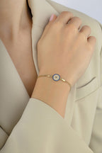 14K Stone-Set Evil Eye Gold Bracelet