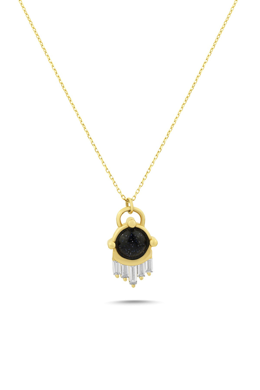 14K Black Stone-Set Gold Necklace