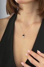14K Black Stone-Set Gold Necklace