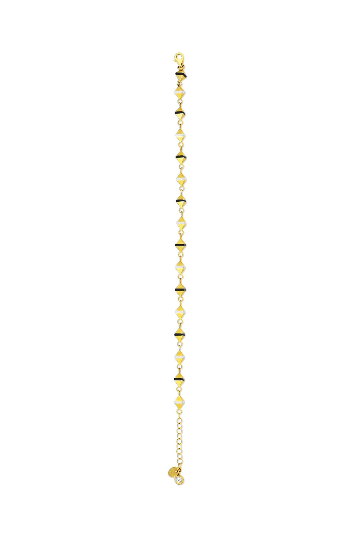 14K Black White Rectangular Cube Gold Bracelet