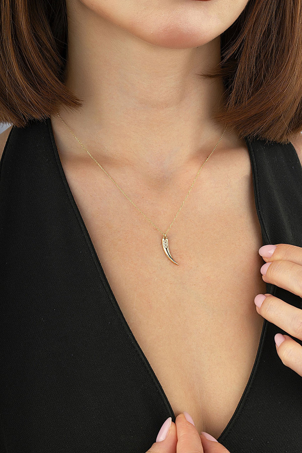 14K Ivory Motif Stone-Set Gold Necklace