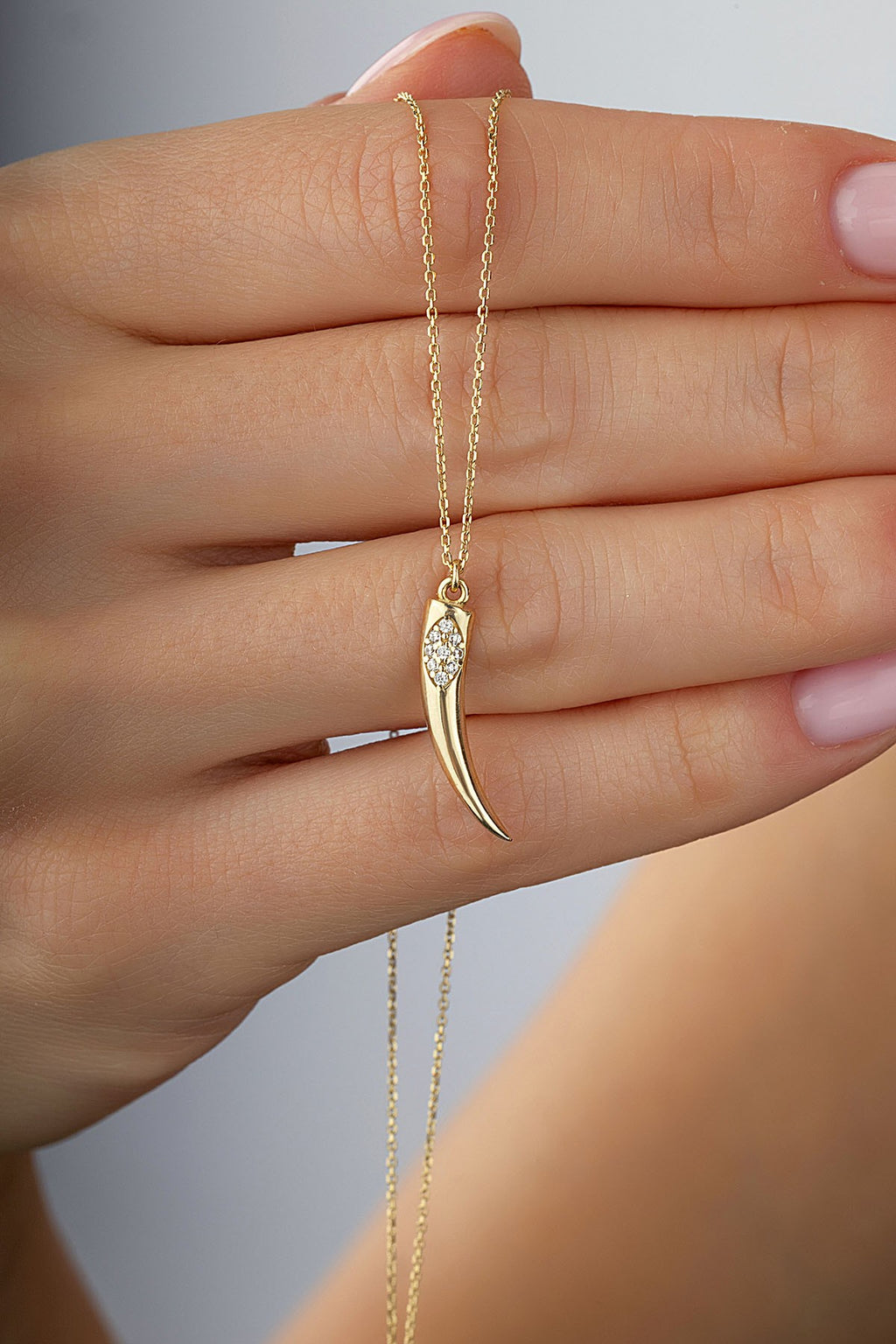14K Ivory Motif Stone-Set Gold Necklace