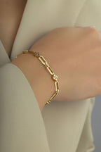 14K Reversible Black White Stone-Set Gold Bracelet