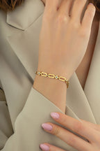 14K Reversible Black White Stone-Set Gold Bracelet