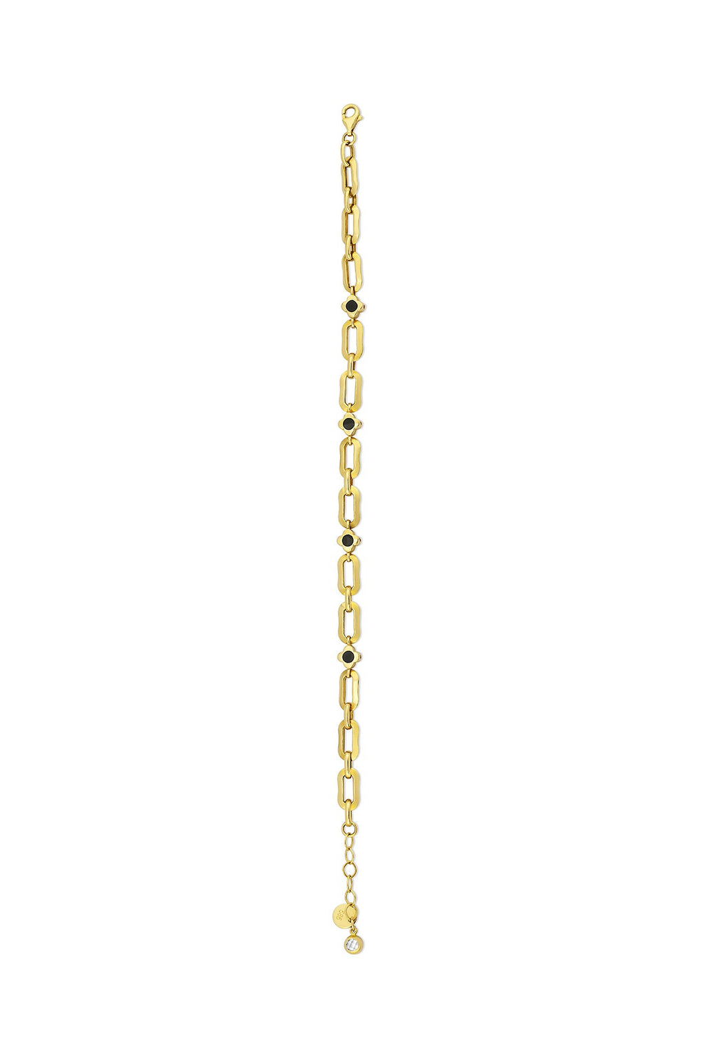 14K Reversible Black White Stone-Set Gold Bracelet