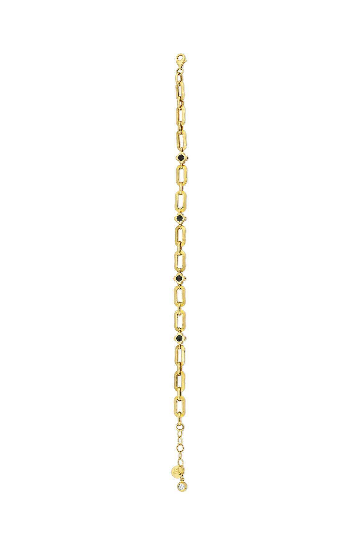14K Reversible Black White Stone-Set Gold Bracelet
