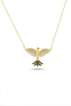 14K Stone-Set Phoenix Bird Necklace