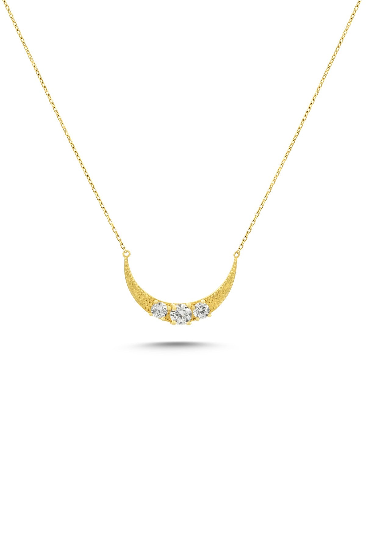 14K Stone-Set Gold Crescent Necklace Main image