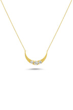 14K Stone-Set Gold Crescent Necklace