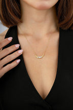 14K Stone-Set Gold Crescent Necklace