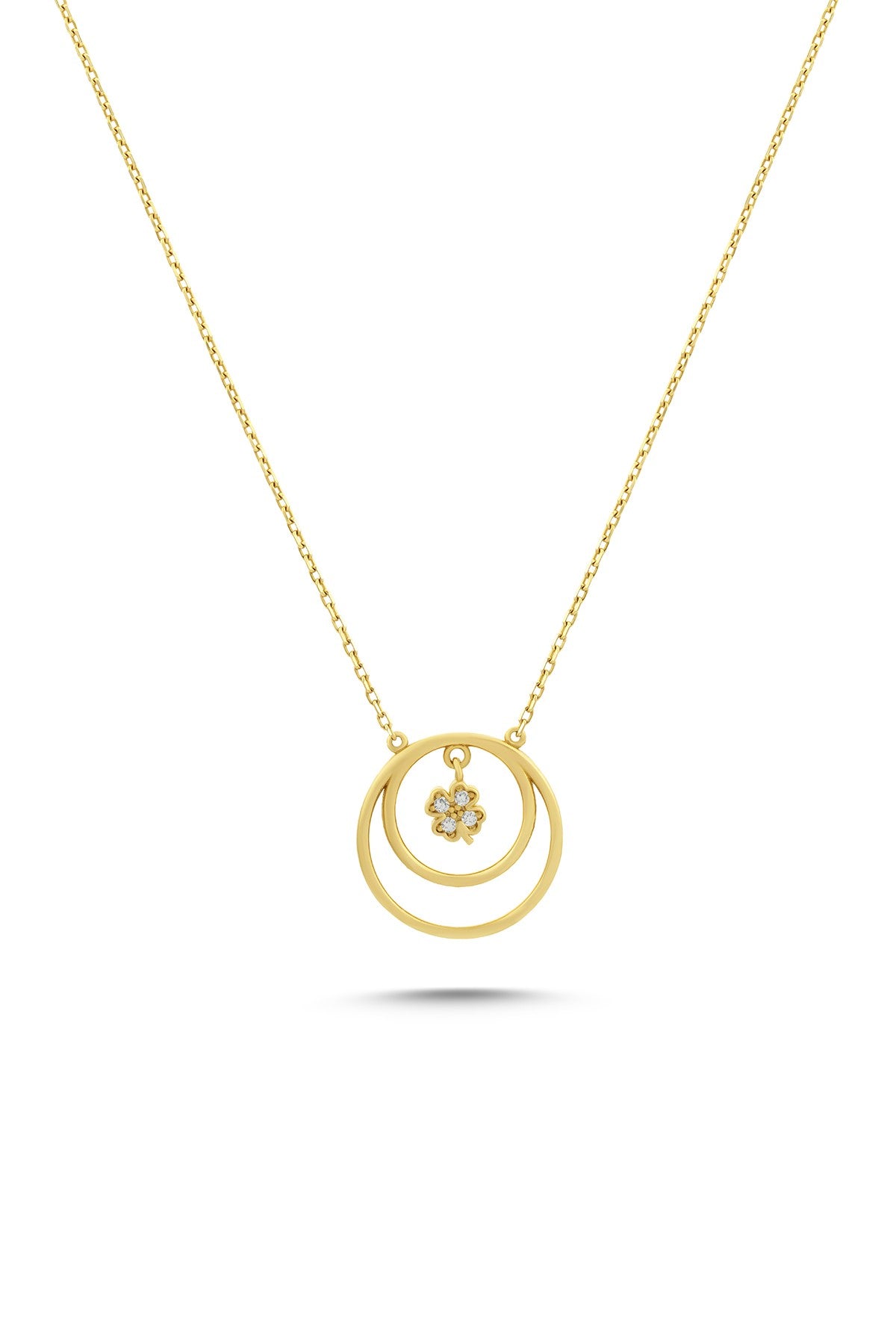 14K Clover Gold Hoop Necklace Main image
