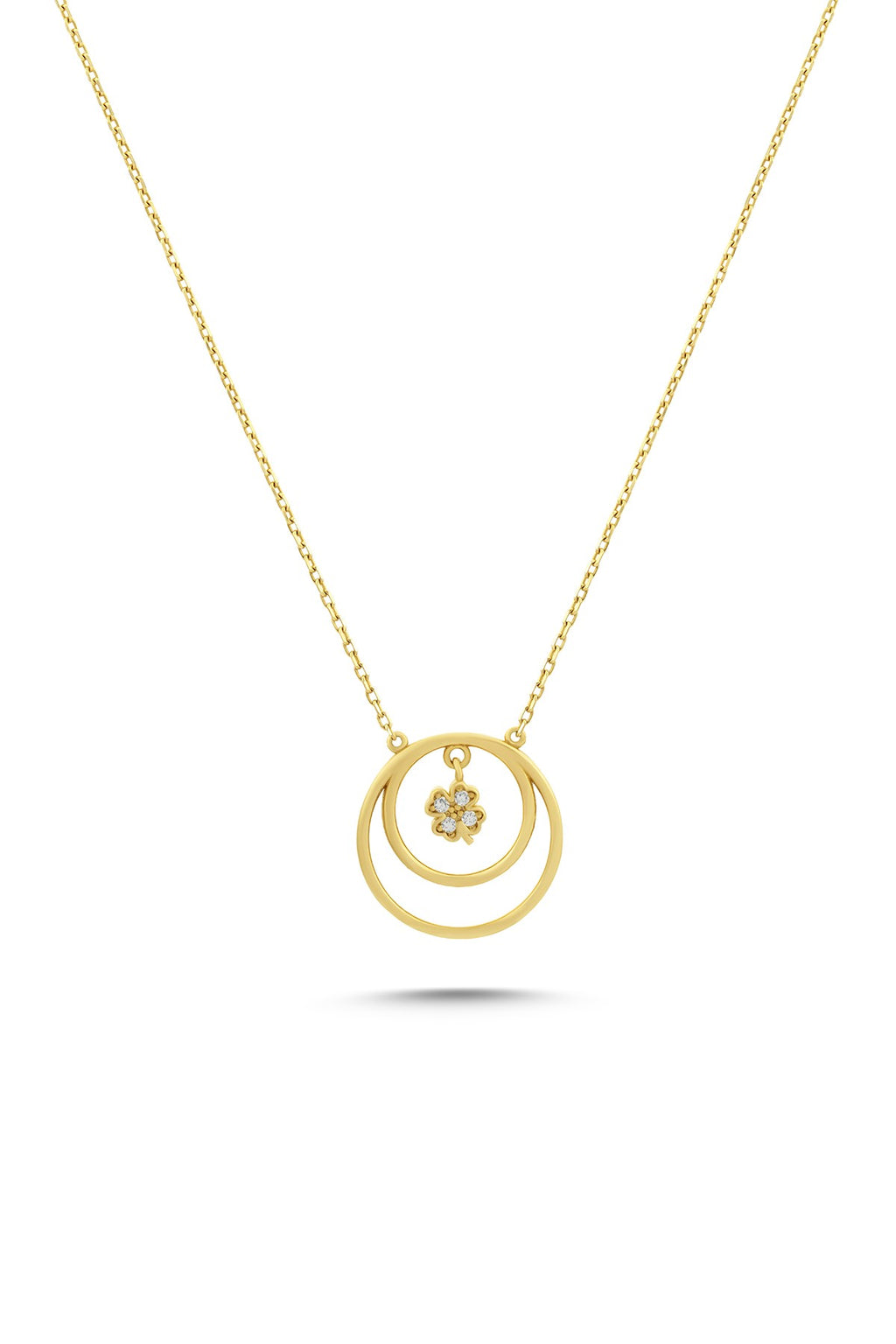 14K Clover Gold Hoop Necklace
