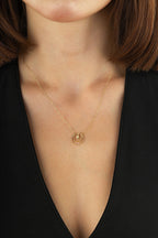 14K Clover Gold Hoop Necklace