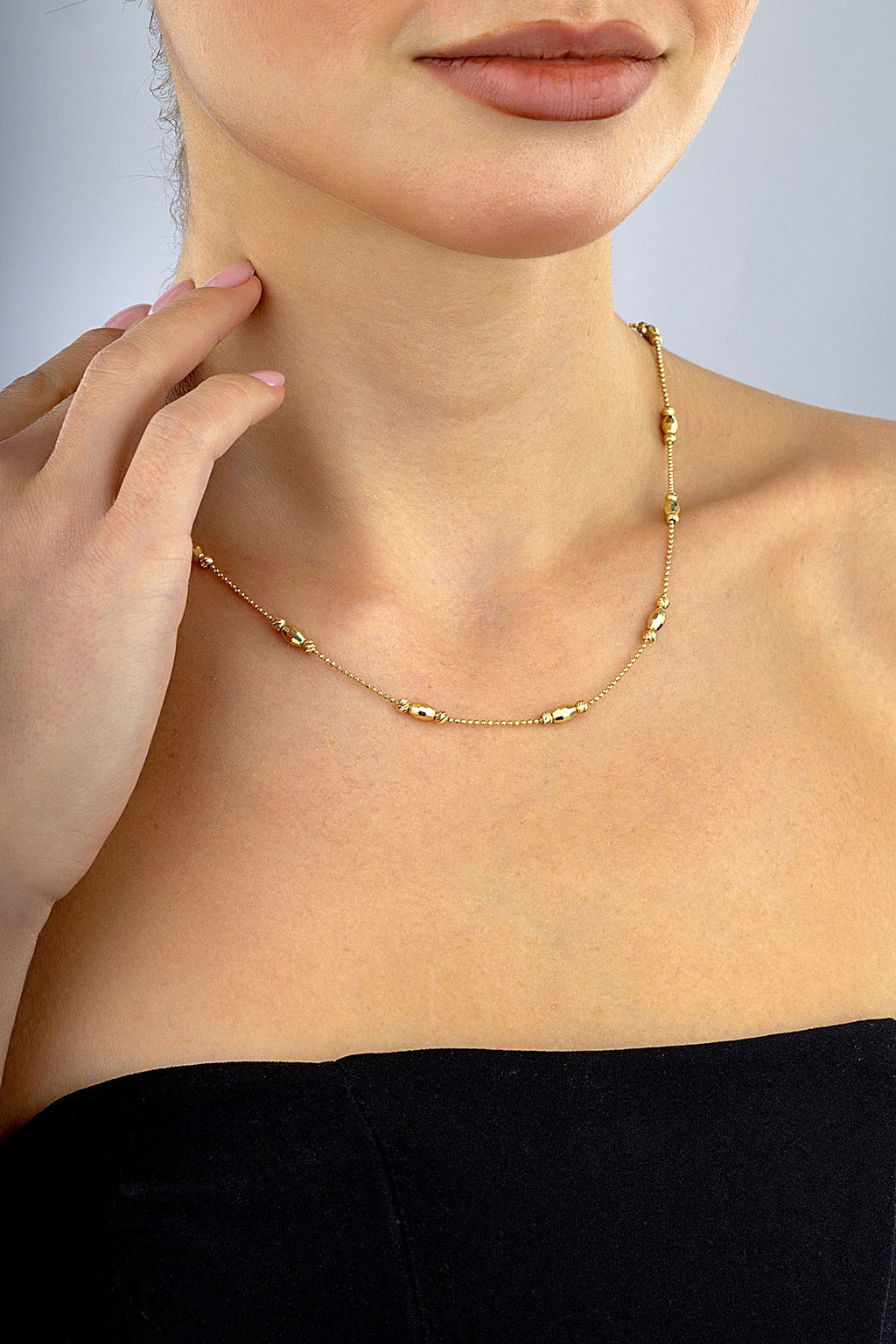 14K Bead Gold Necklace