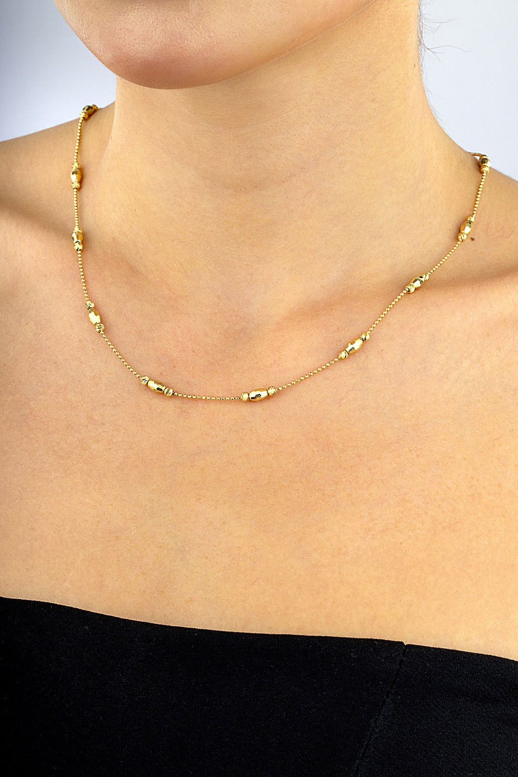14K Bead Gold Necklace