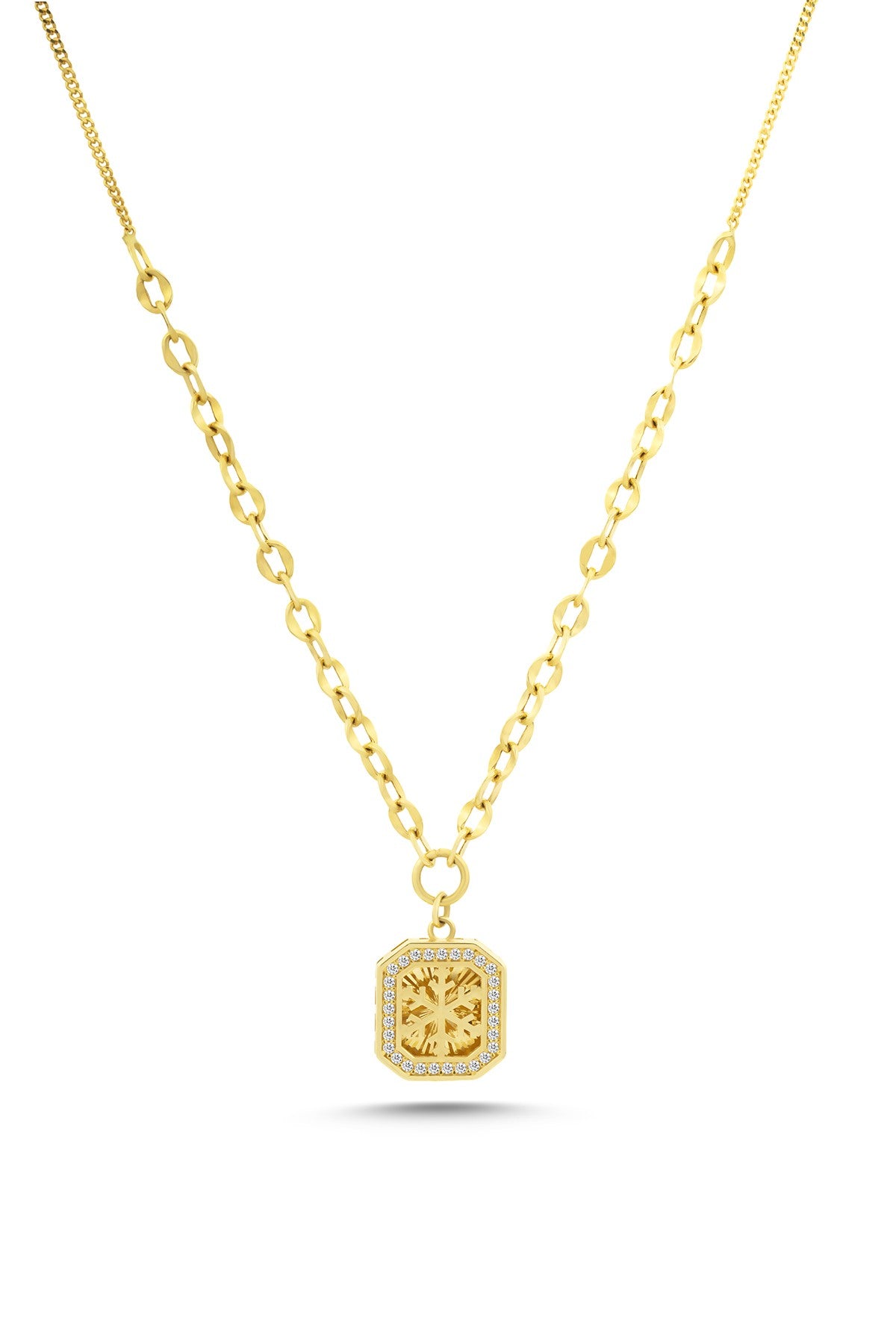 14K Snowflake Gold Necklace