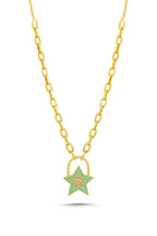 14K Stone-Set Enamel Star Gold Necklace