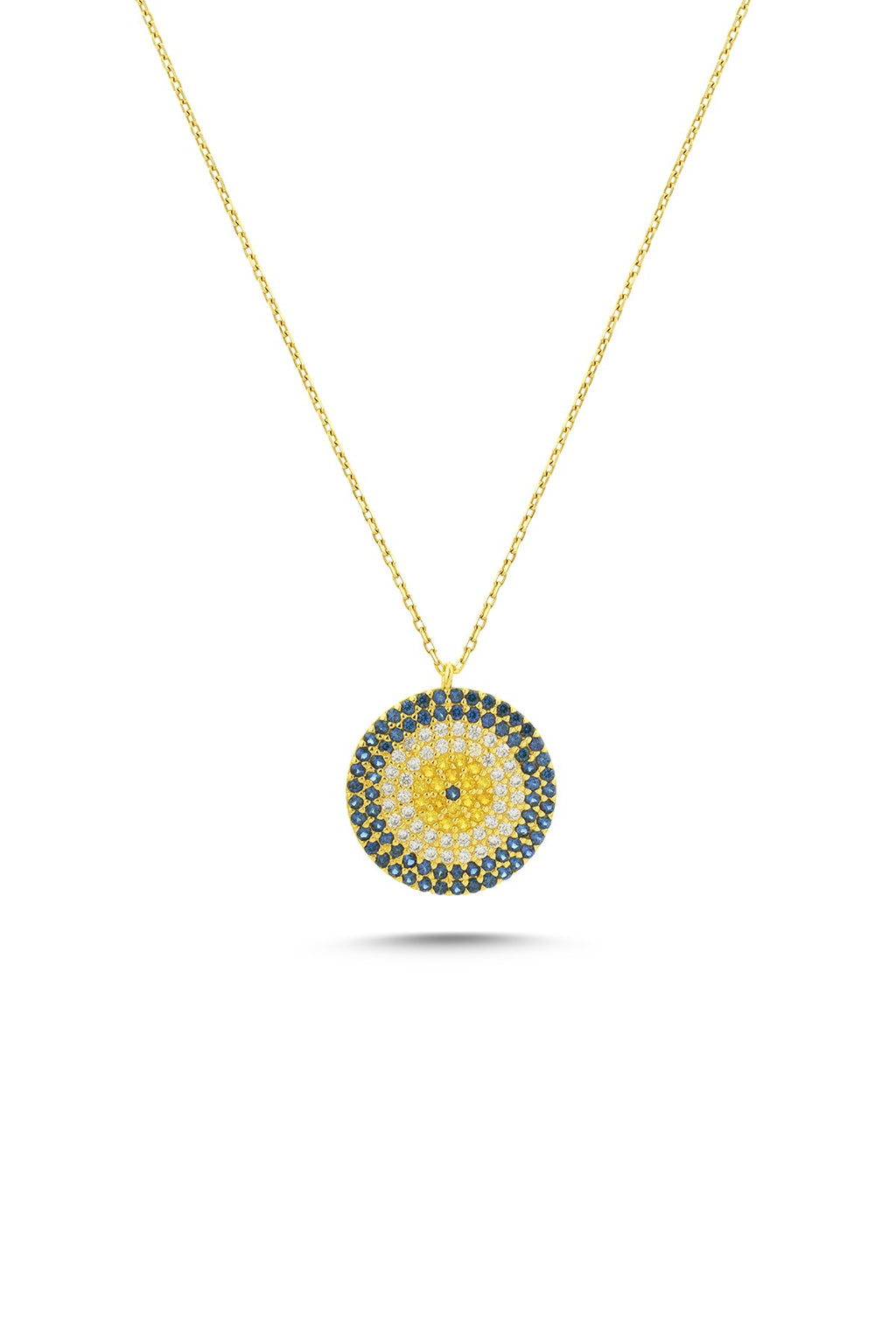 14K Stone-Set Round Gold Necklace