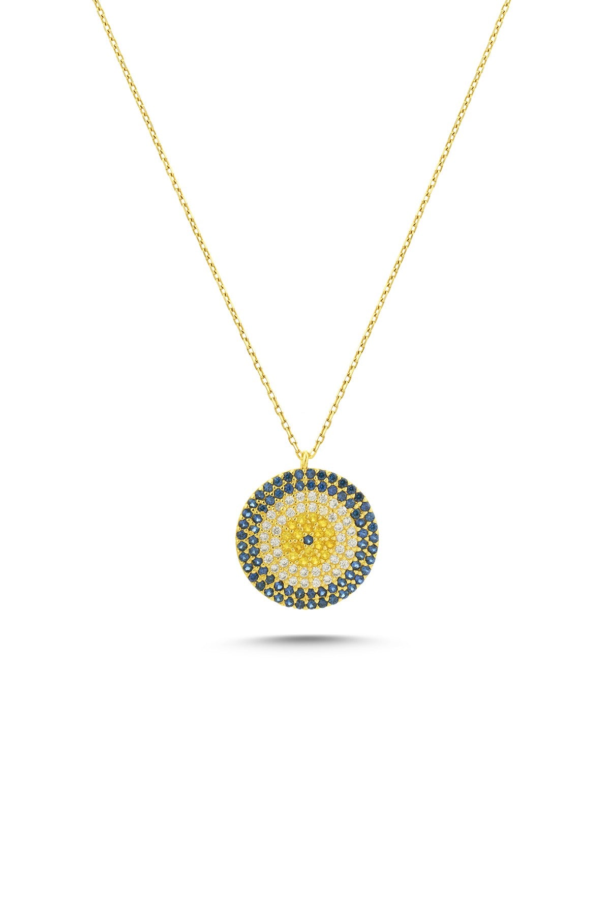 14K Stone-Set Round Gold Necklace