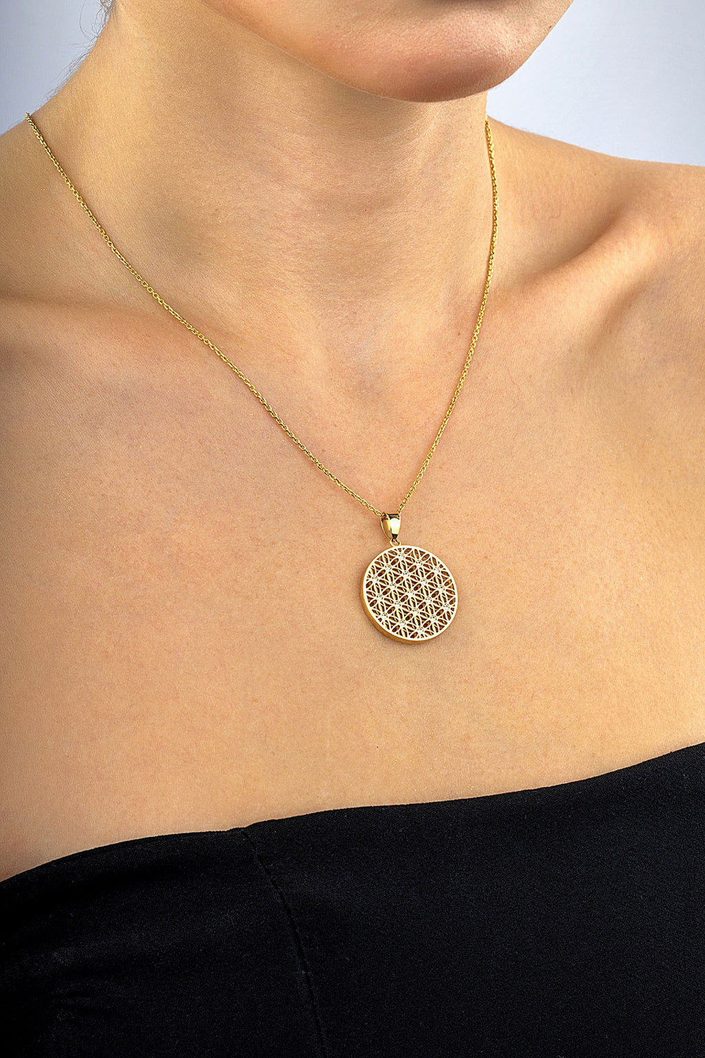 14K Stone-Set Gold Necklace