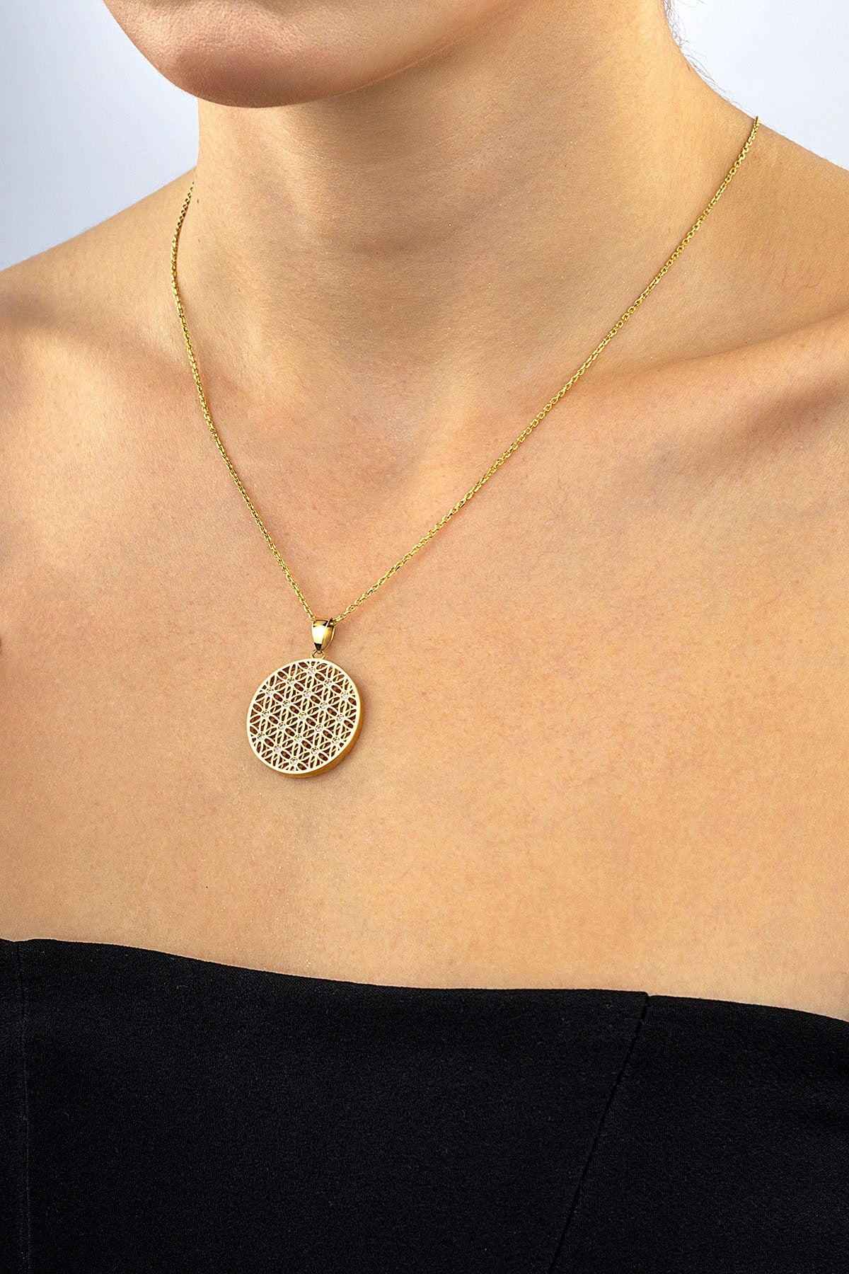 14K Stone-Set Gold Necklace