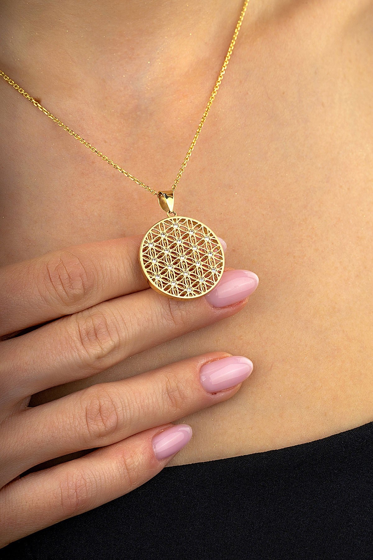 14K Stone-Set Gold Necklace