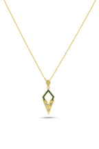 14K Stone-Set Enamel Gold Necklace