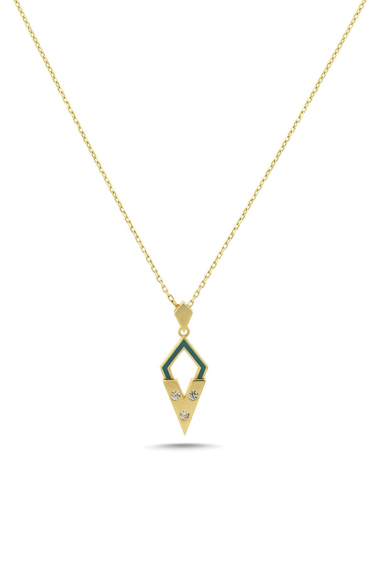 14K Stone-Set Enamel Gold Necklace