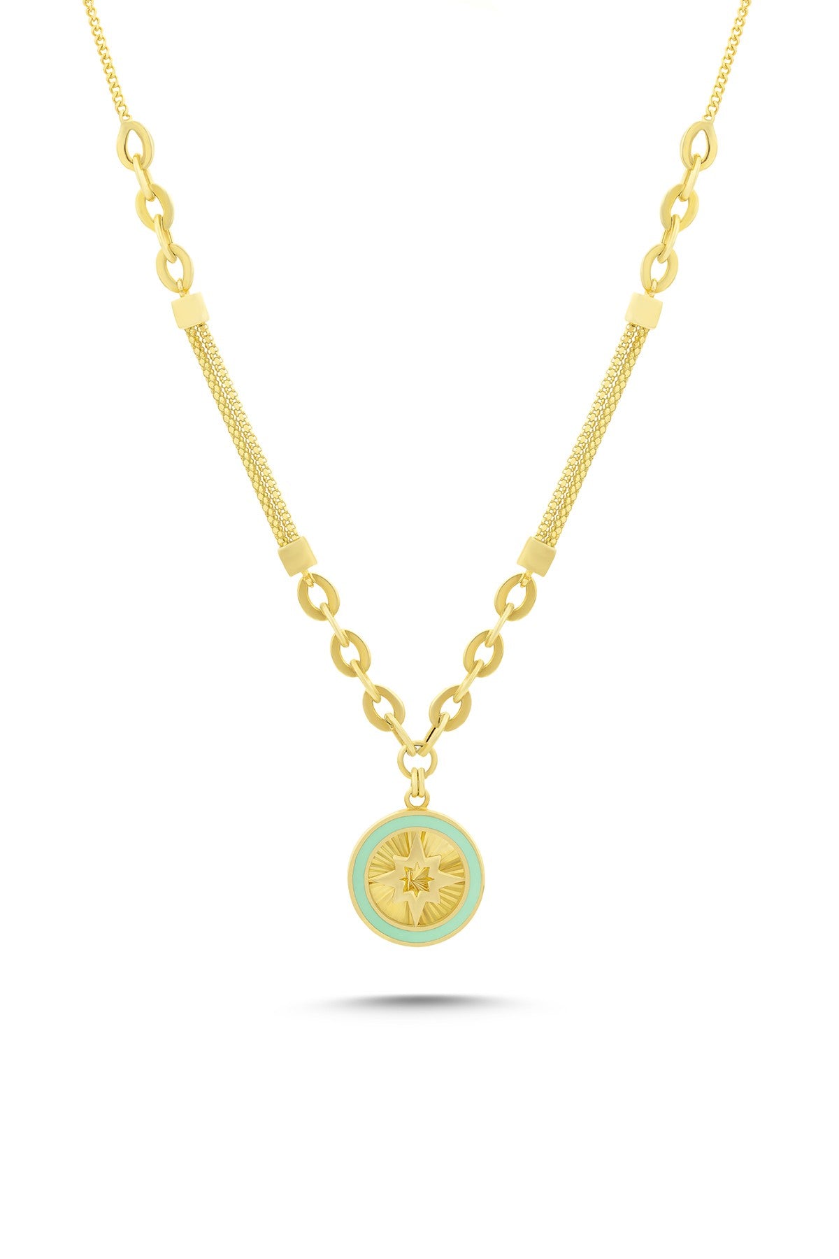 14K Enamel Gold Necklace