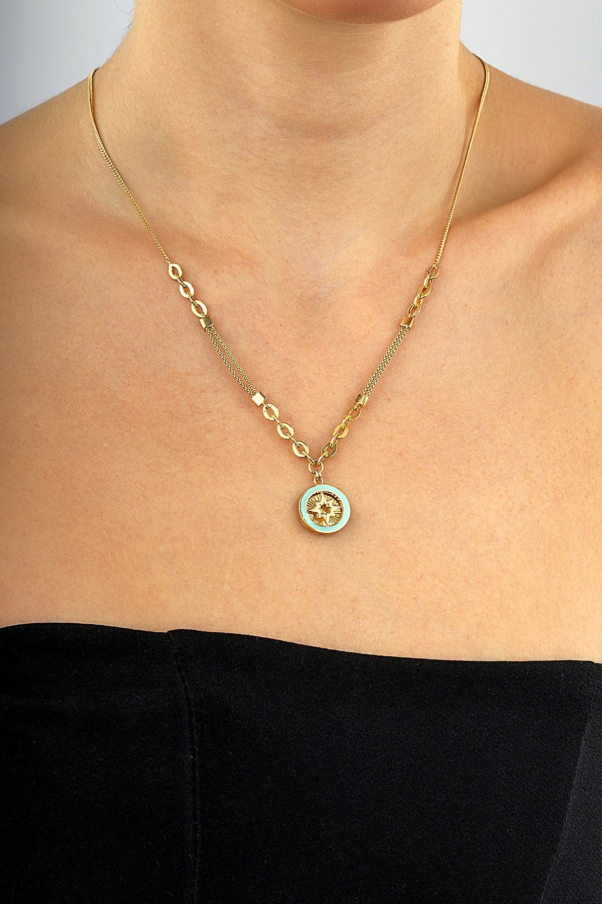 14K Enamel Gold Necklace
