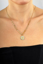 14K Enamel Gold Necklace