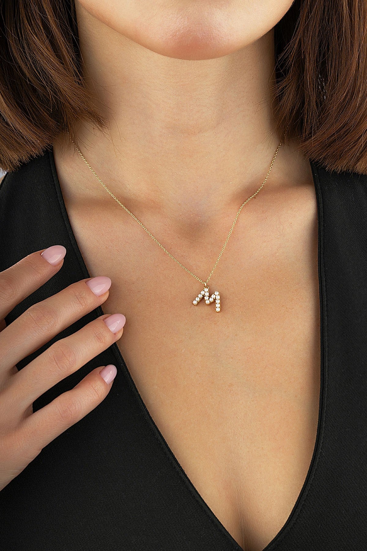 14K Stone-Set M Letteri Gold Necklace