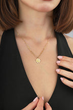 14K Floral Motif Paperclip Gold Necklace